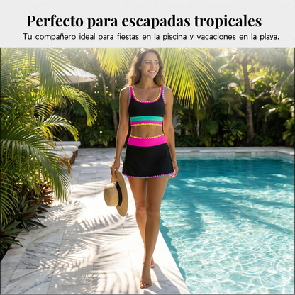 Bikini Mujer Piezas Cintura Alta Diseño Zigzag Playa