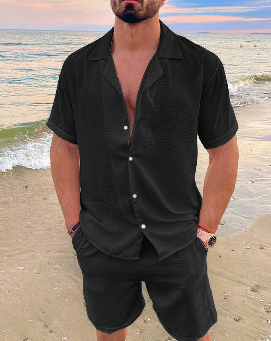Conjunto verano hombre camisa manga corta pantalón corto ligero - Mavetta