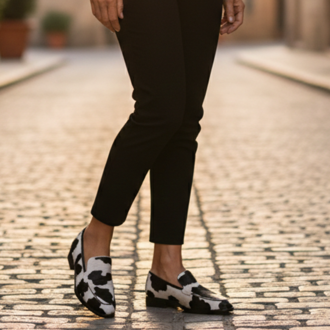 Mocasines Mujer Sin Cordones Estampado Animal Tacón Bajo
