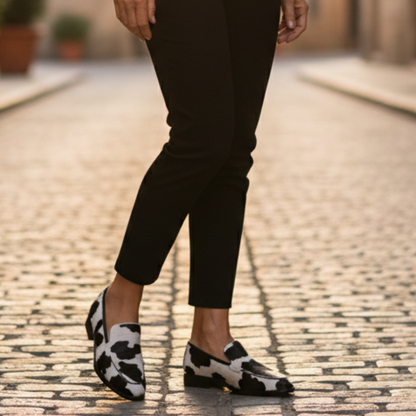 Mocasines Mujer Sin Cordones Estampado Animal Tacón Bajo