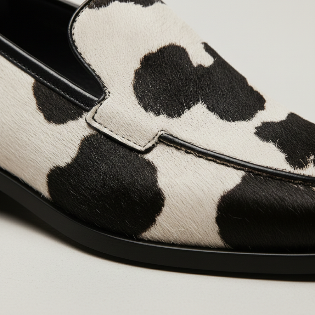 Mocasines Mujer Sin Cordones Estampado Animal Tacón Bajo