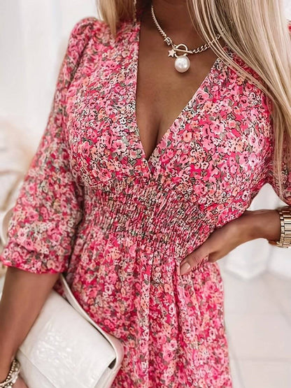Vestido Mujer Verano Estampado Floral Corte Fluido