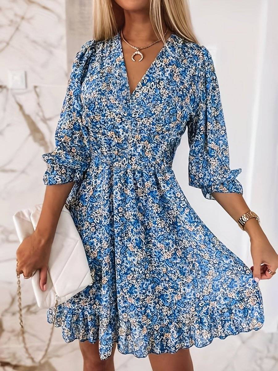 Vestido Mujer Verano Estampado Floral Corte Fluido