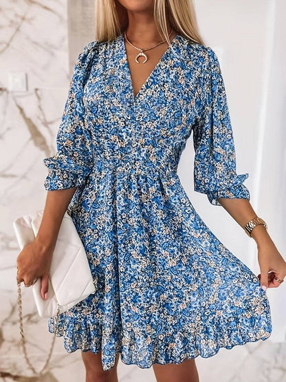 Vestido Mujer Verano Estampado Floral Corte Fluido
