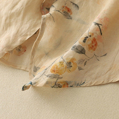Blusa Mujer de Tela Estampada Cuello Mandarín