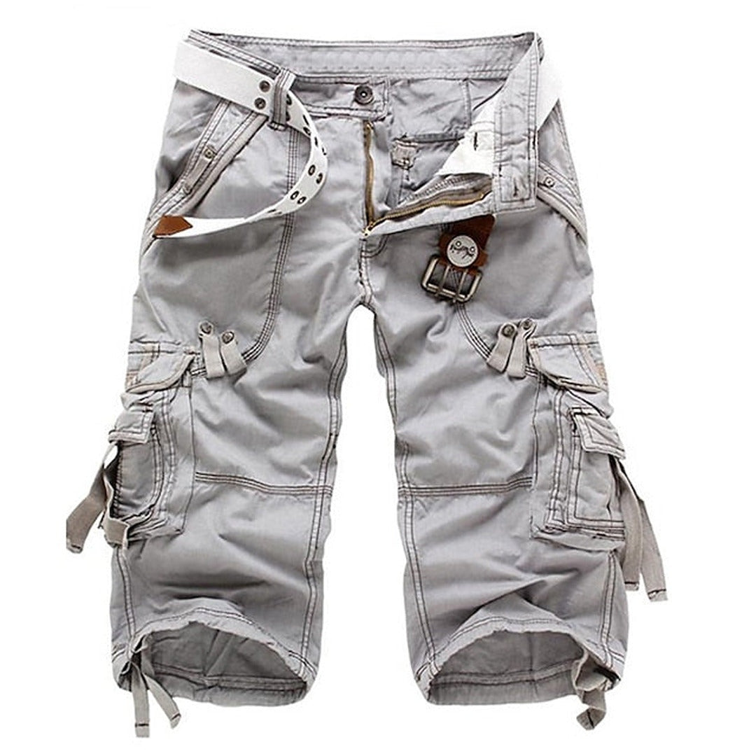 Pantalón Cargo Hombre Algodón Cinturón Múltiples Bolsillos