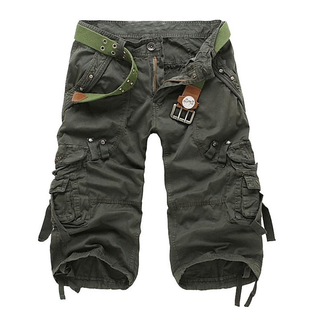 Pantalón Cargo Hombre Algodón Cinturón Múltiples Bolsillos