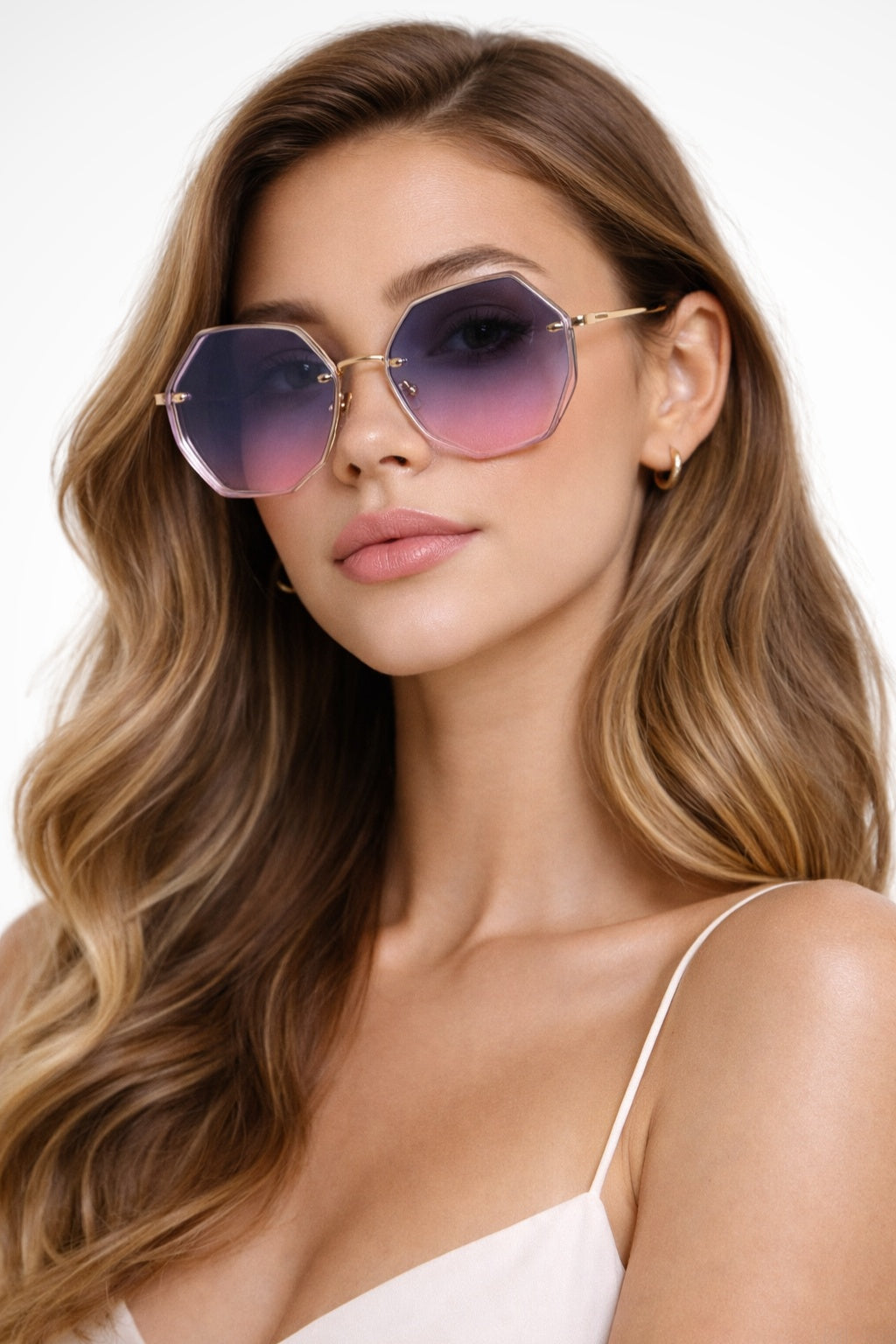 Gafas de sol mujer sin montura lente degradada oversize