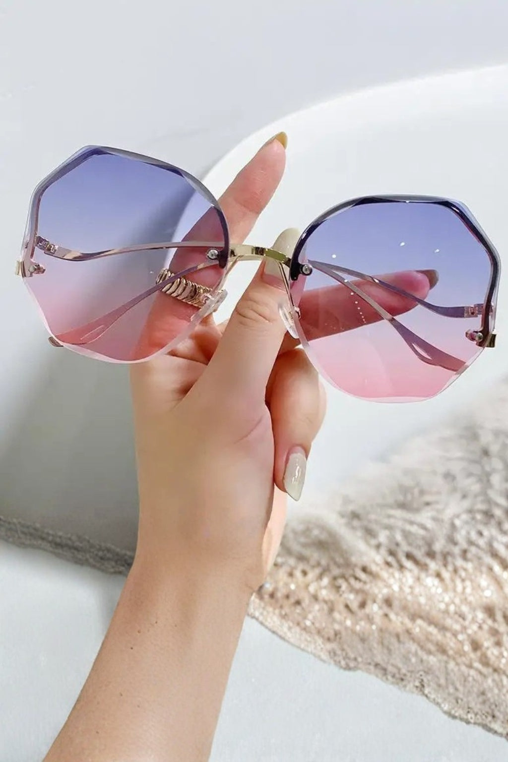 Gafas de sol mujer sin montura lente degradada oversize
