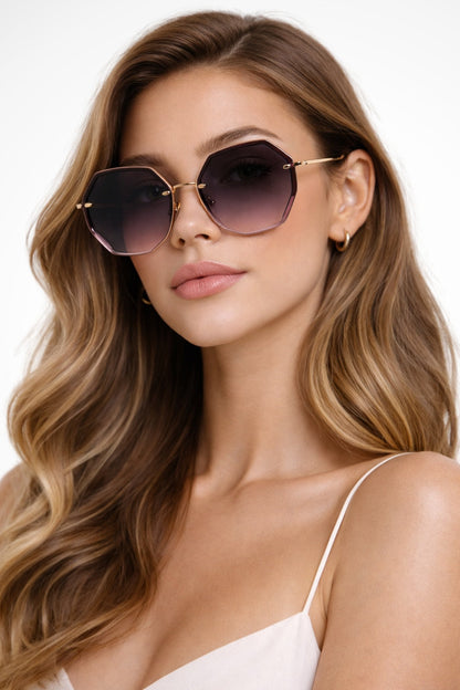 Gafas de sol mujer sin montura lente degradada oversize
