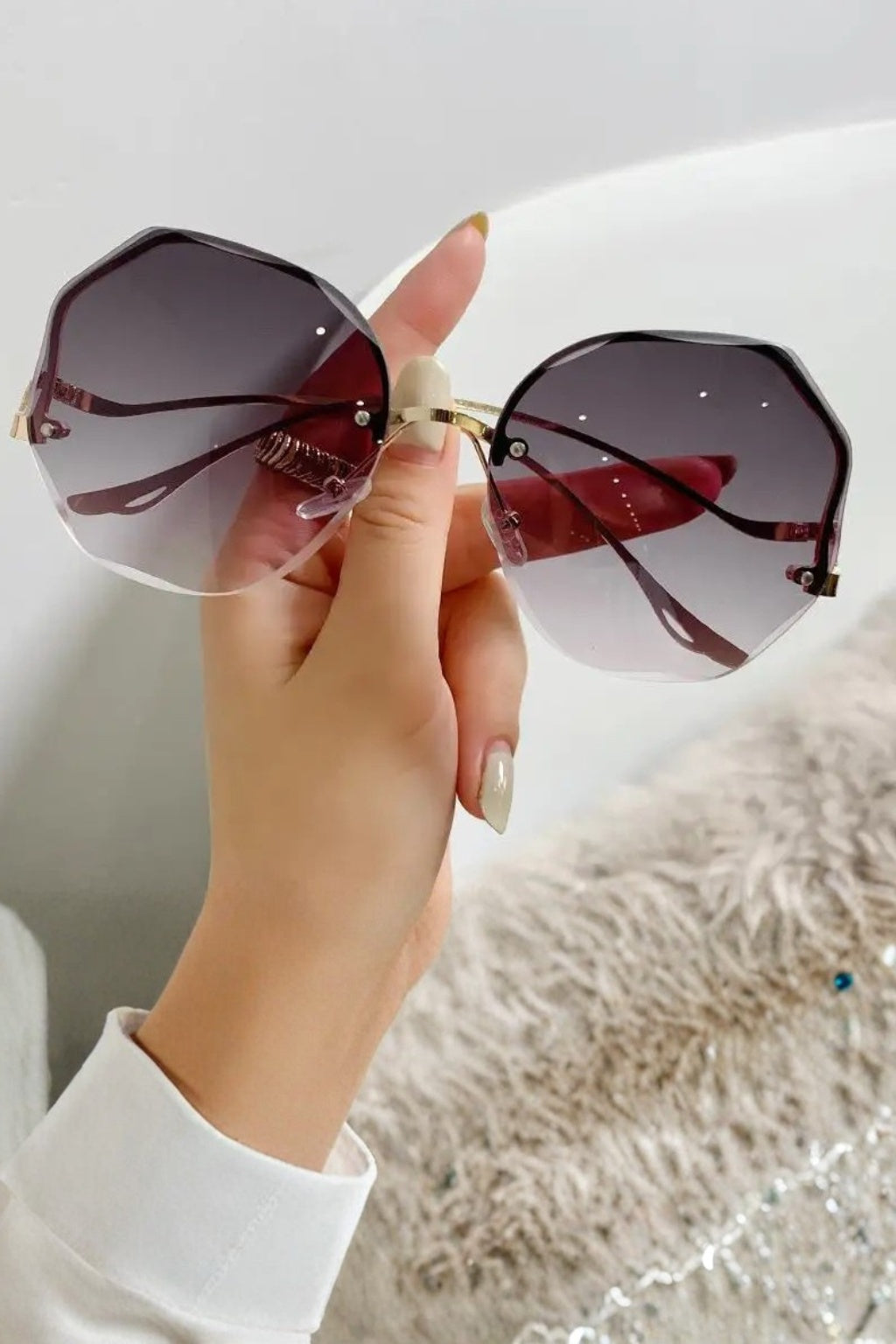 Gafas de sol mujer sin montura lente degradada oversize