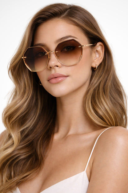 Gafas de sol mujer sin montura lente degradada oversize