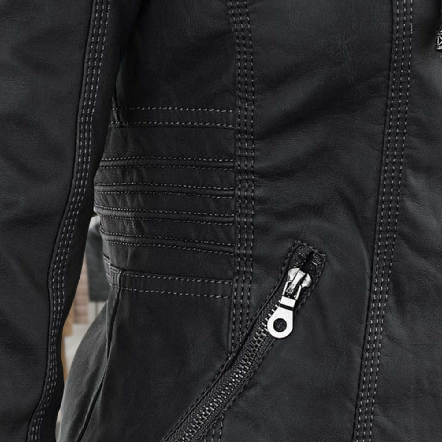 Cazadora Mujer de Piel Impermeable con Capucha
