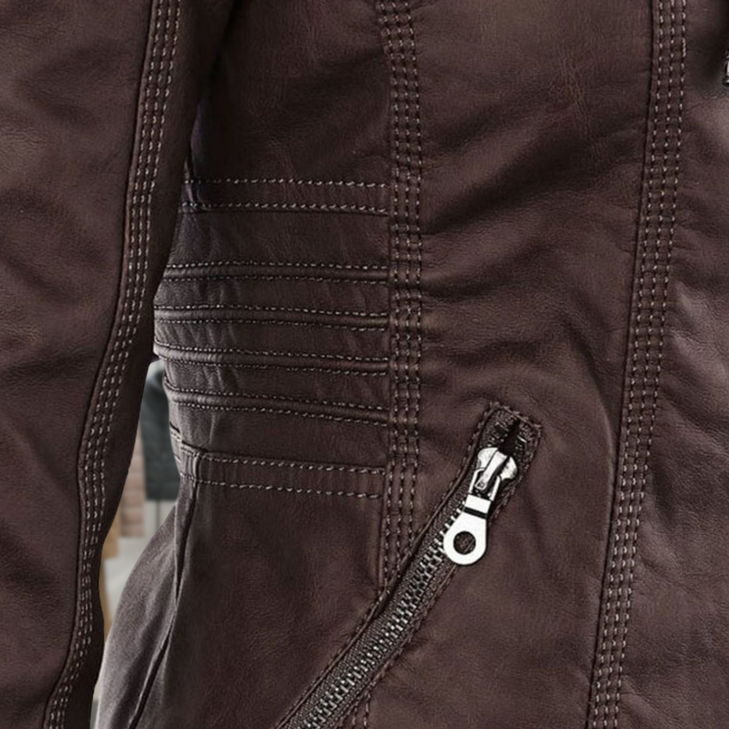 Cazadora Mujer de Piel Impermeable con Capucha