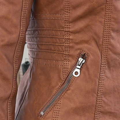 Cazadora Mujer de Piel Impermeable con Capucha