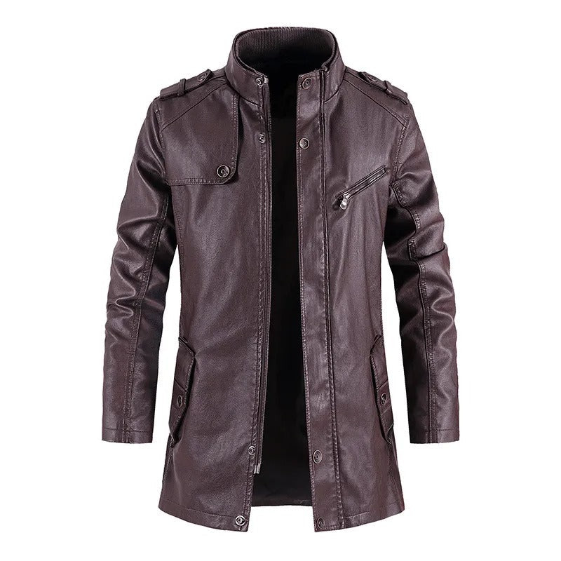 Chaqueta Hombre de Cuero con Cremallera Ajuste Regular