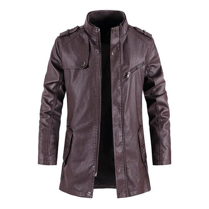 Chaqueta Hombre de Cuero con Cremallera Ajuste Regular