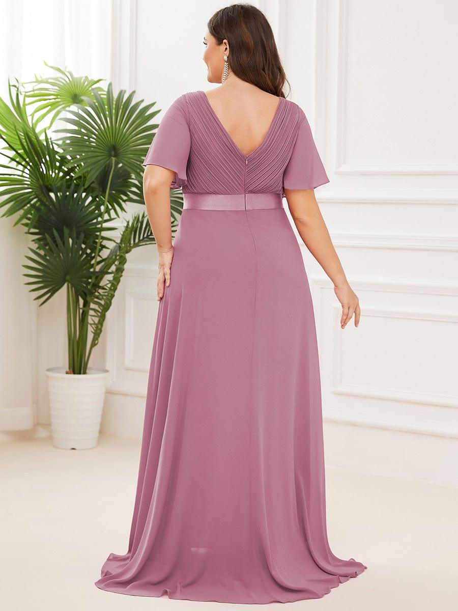 Vestido largo Mujer de gasa con cintura imperio y mangas cortas