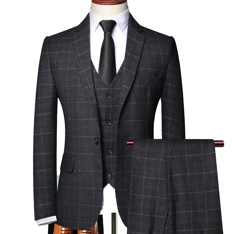 Traje Hombre de Piezas Cuadros Corte Moderno