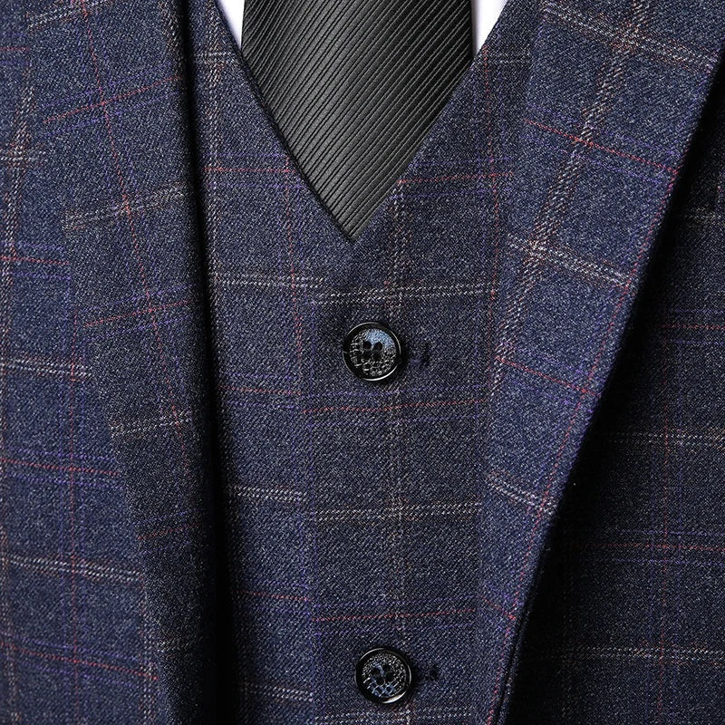 Traje Hombre de Piezas Cuadros Corte Moderno