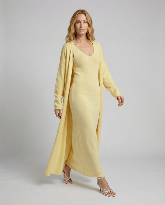 Conjunto Mujer de Punto Vestido y Cárdigan Largo - Mavetta