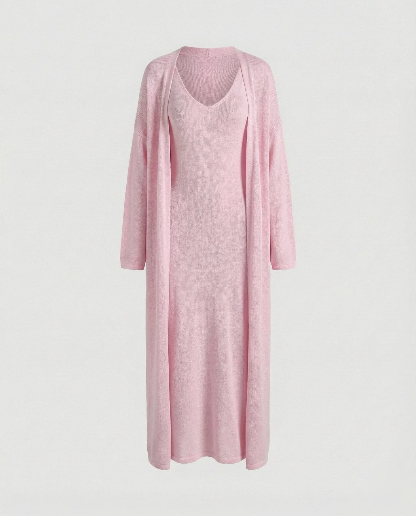 Conjunto Mujer de Punto Vestido y Cárdigan Largo