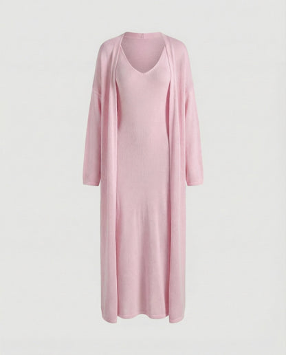 Conjunto Mujer de Punto Vestido y Cárdigan Largo