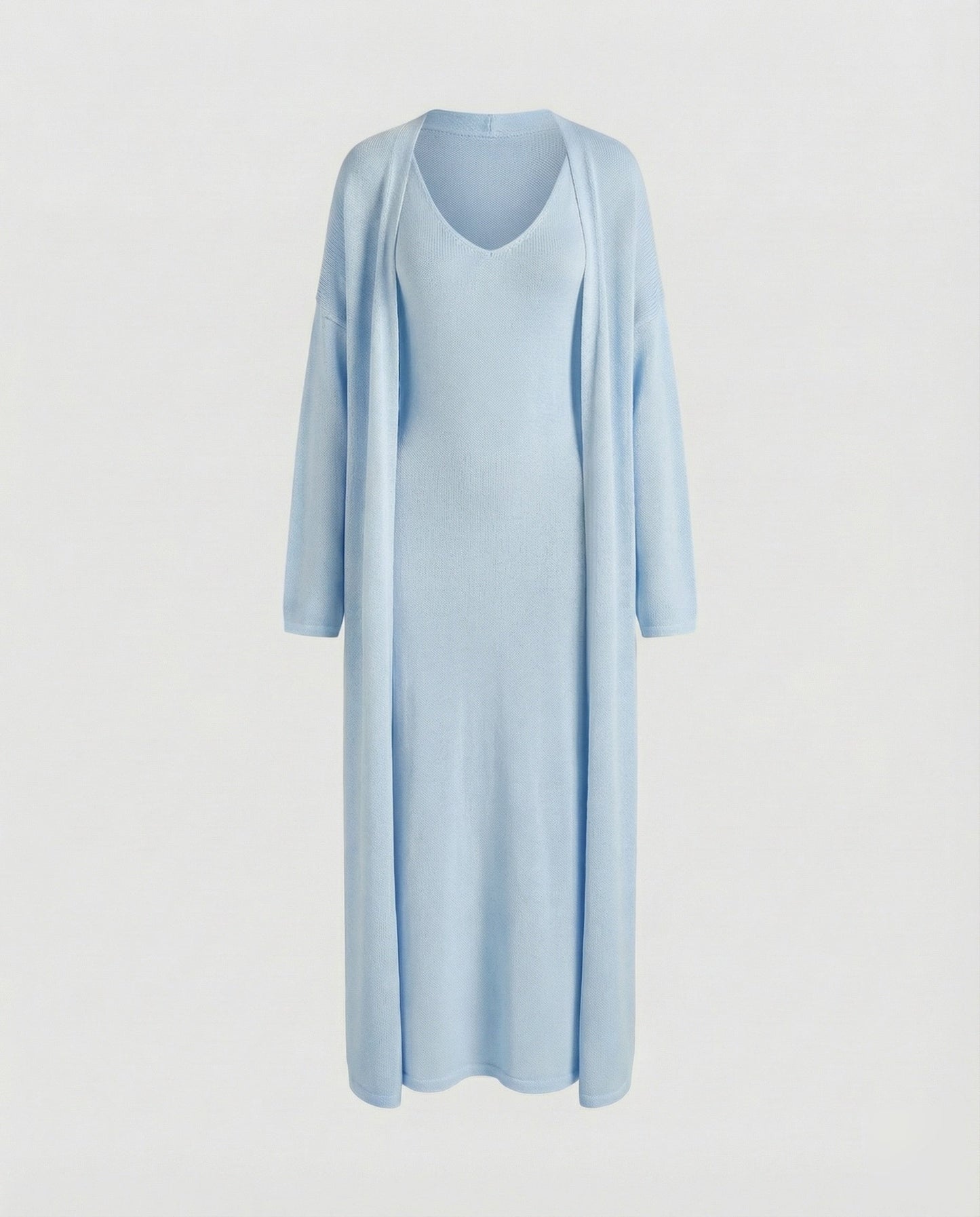 Conjunto Mujer de Punto Vestido y Cárdigan Largo