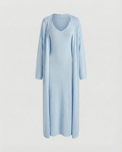 Conjunto Mujer de Punto Vestido y Cárdigan Largo