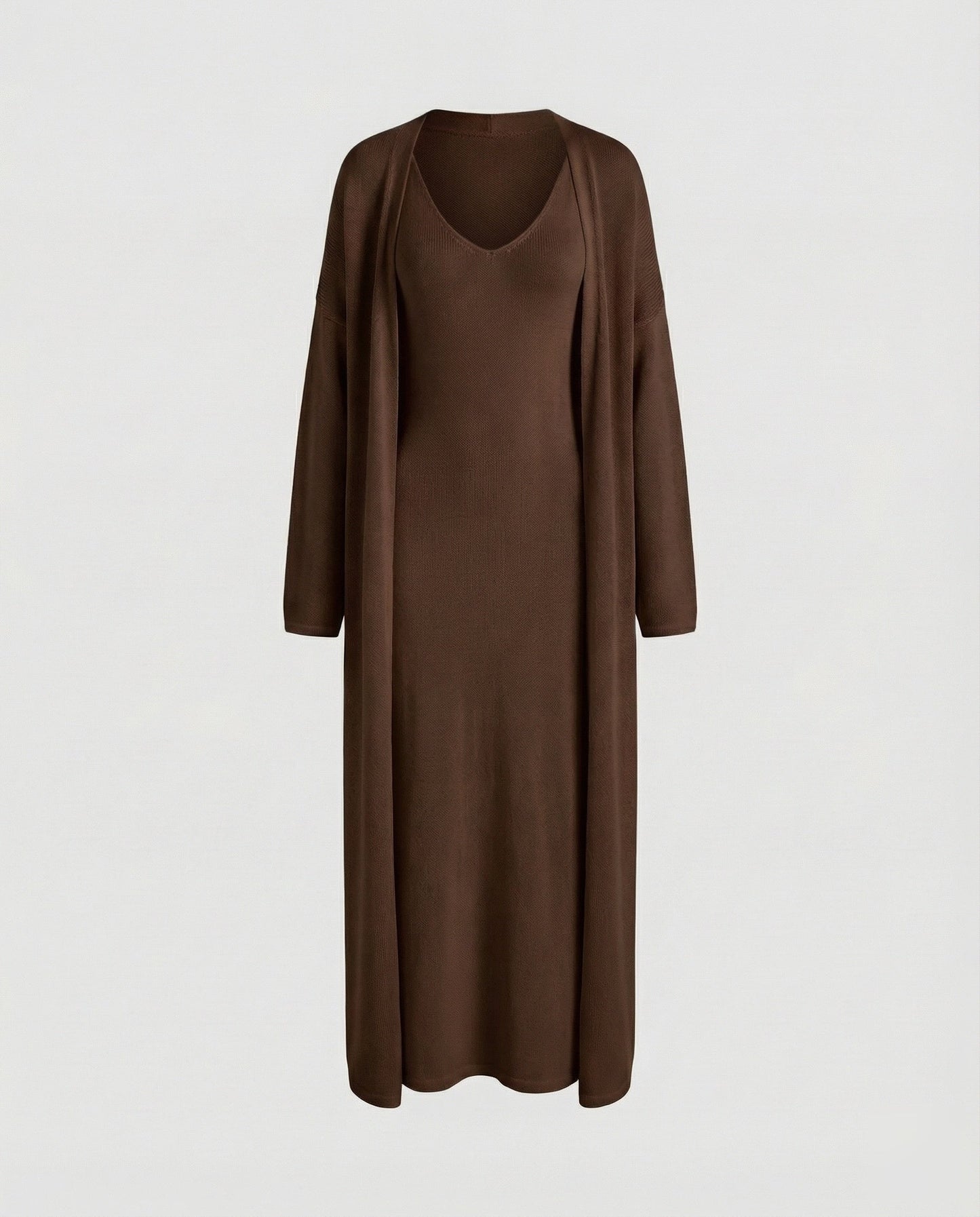 Conjunto Mujer de Punto Vestido y Cárdigan Largo