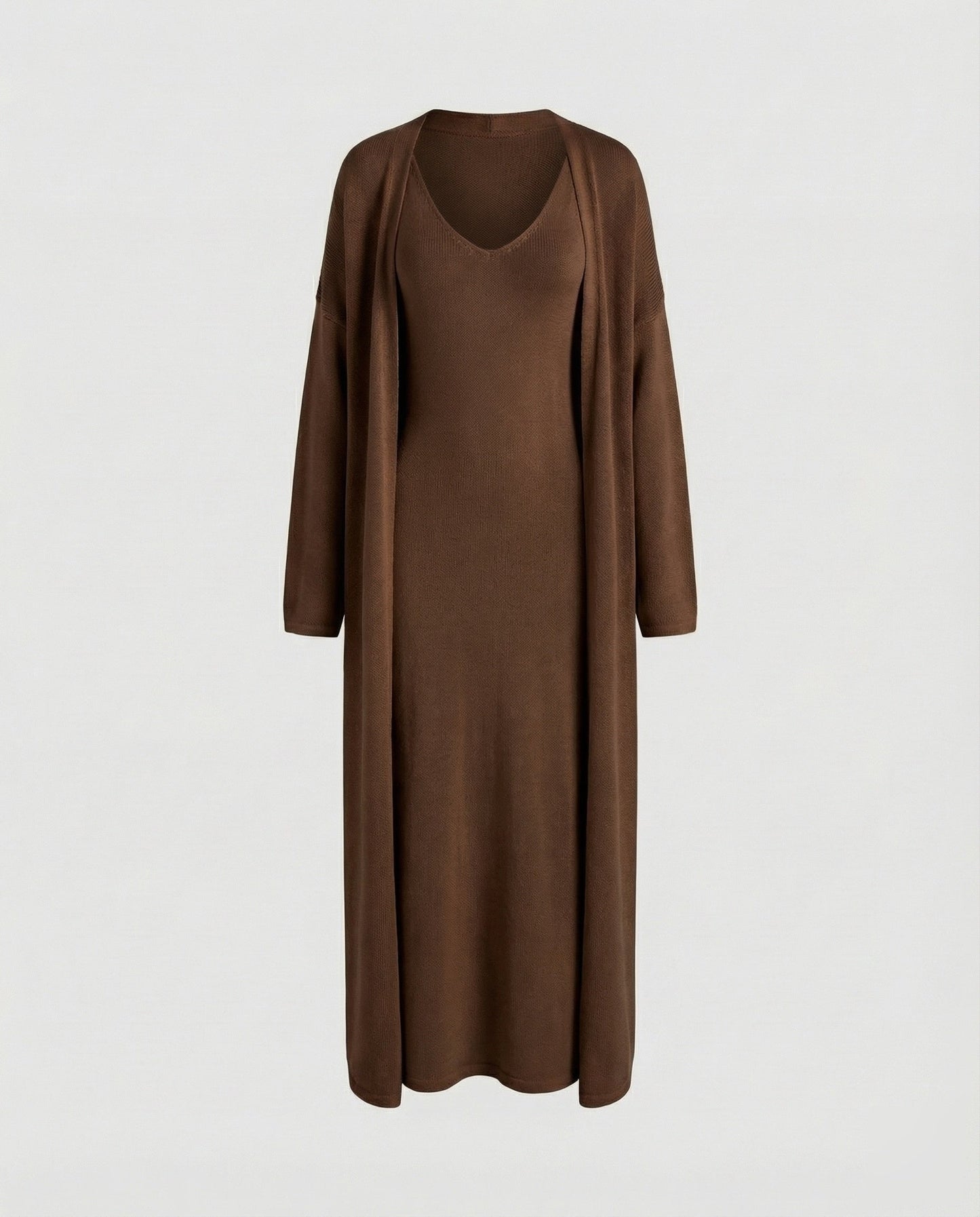 Conjunto Mujer de Punto Vestido y Cárdigan Largo