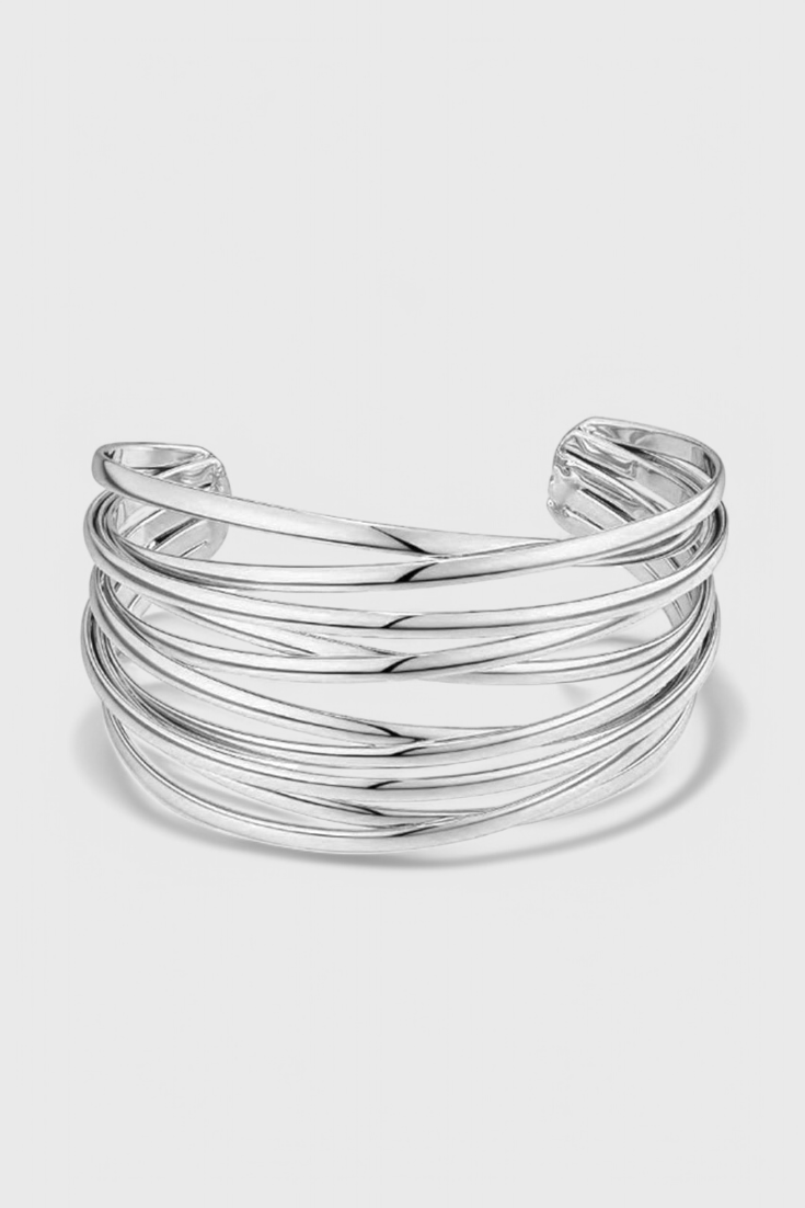 Pulsera Rígida Mujer Superpuesta Ajustable con Abertura