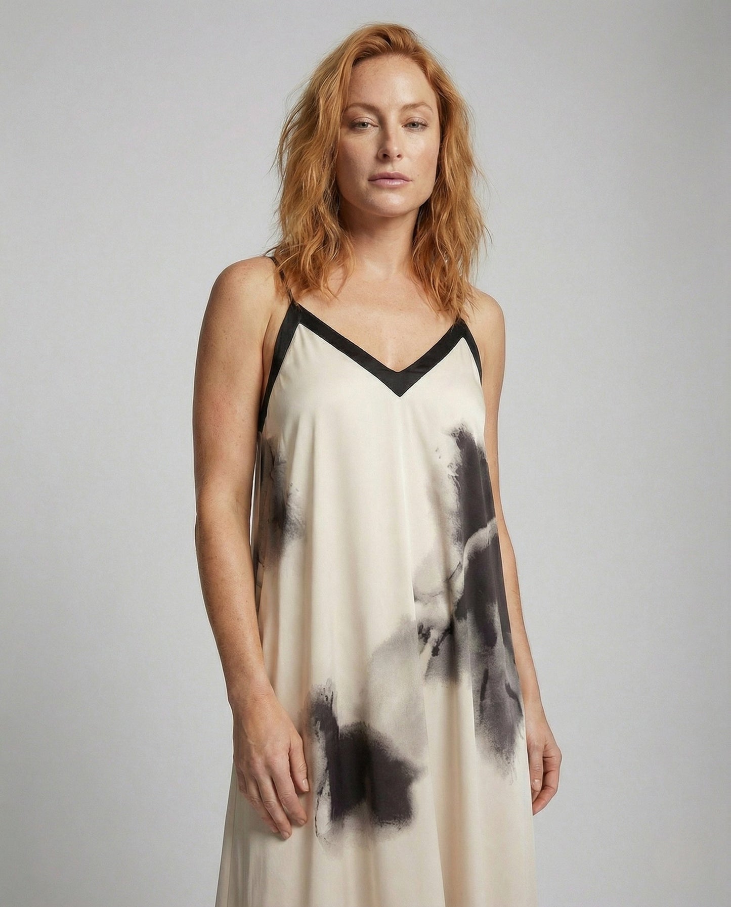 Vestido Largo Mujer de Tela Estampada Tirantes