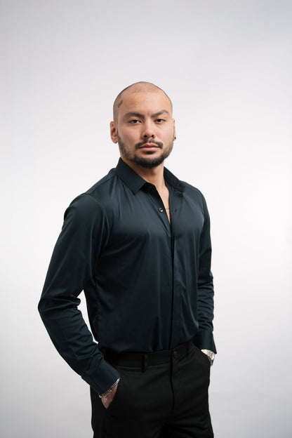 Camisa Hombre con Botones Tejido Antiarrugas