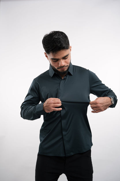 Camisa Hombre con Botones Tejido Antiarrugas