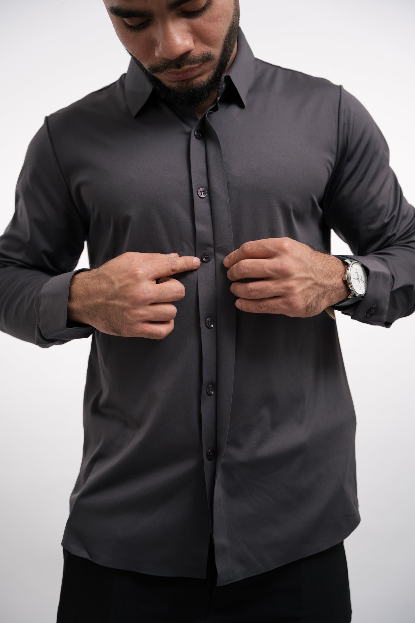 Camisa Hombre con Botones Tejido Antiarrugas