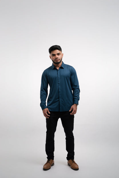 Camisa Hombre con Botones Tejido Antiarrugas
