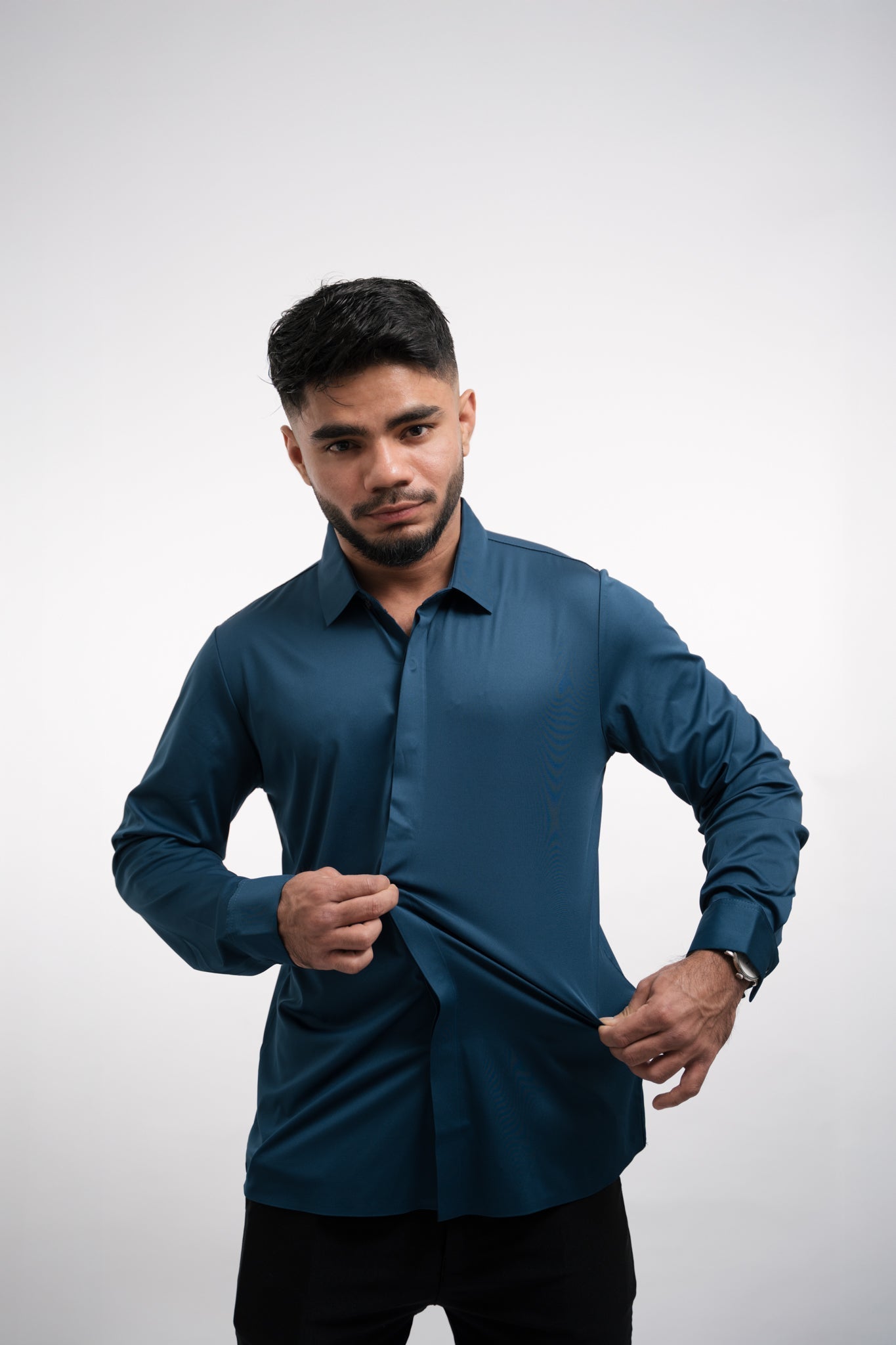 Camisa Hombre con Botones Tejido Antiarrugas