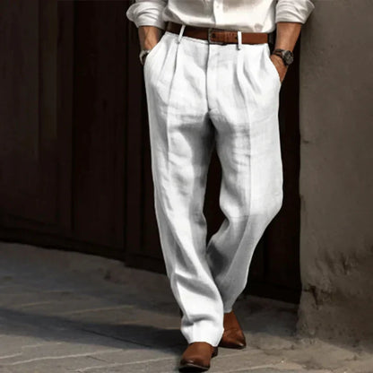 Pantalones Lino Hombre Relajados Corte Clásico