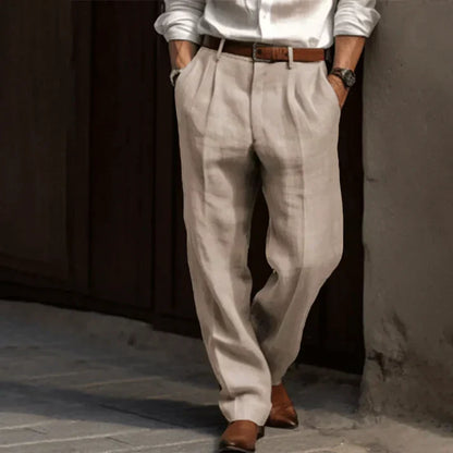 Pantalones Lino Hombre Relajados Corte Clásico