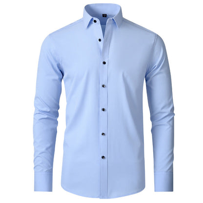 Camisa Hombre Manga Larga Algodón Corte Ajustado Slim