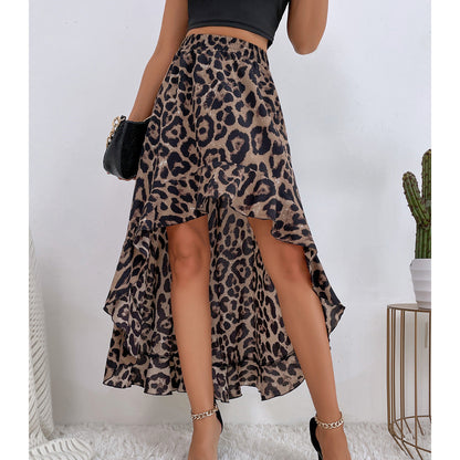 Falda Mujer Casual Asimétrica Cintura Alta Estampado Animal - Mavetta