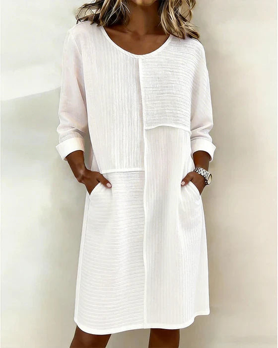 Vestido mujer algodón y lino texturizado cómodo casual verano - Mavetta
