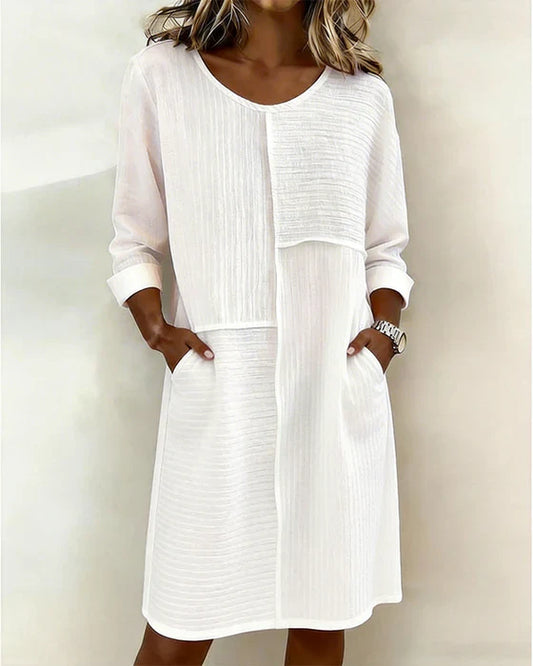 Vestido mujer algodón y lino texturizado cómodo casual verano - Mavetta