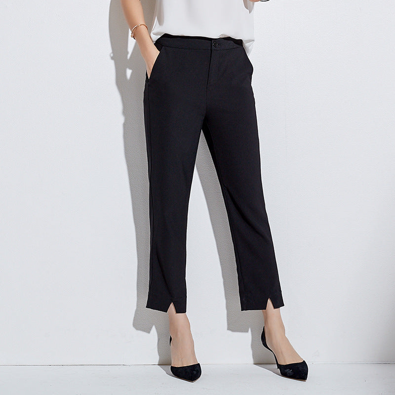 Botas Mujer de Piel Rectas con Pinzas y Cintura Alta Formal