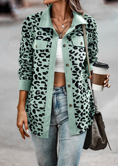 Abrigo Mujer Estampado Animal Corte Recto