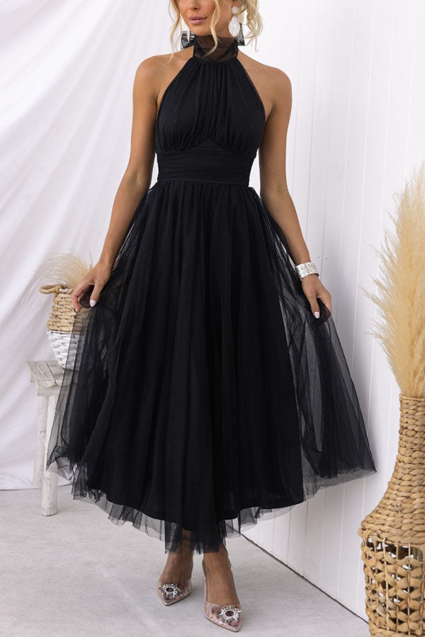 Vestido largo Mujer sin mangas Escote halter maxi