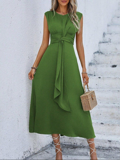Vestido Mujer Elegante Sin Mangas Cintura Ajustable