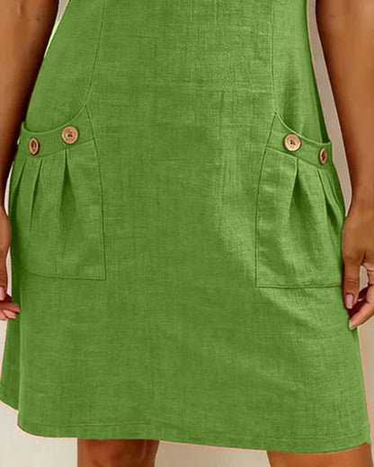 Vestido recto mujer con cremallera y bolsillos