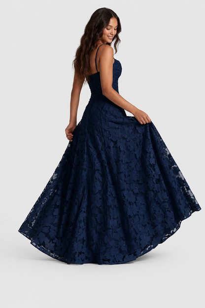 Vestido Largo Mujer de Encaje Floral Ajuste Holgado